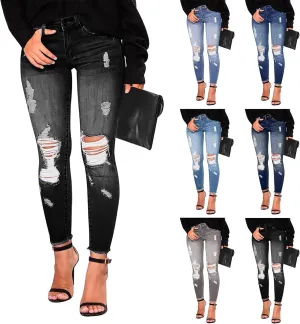 Ripped Jeans Womens Fall Fashion 2024 Trendy Stretchy Skinny Jeans Boyfriend Distressed Jeans Destroyed Denim Jeggings
