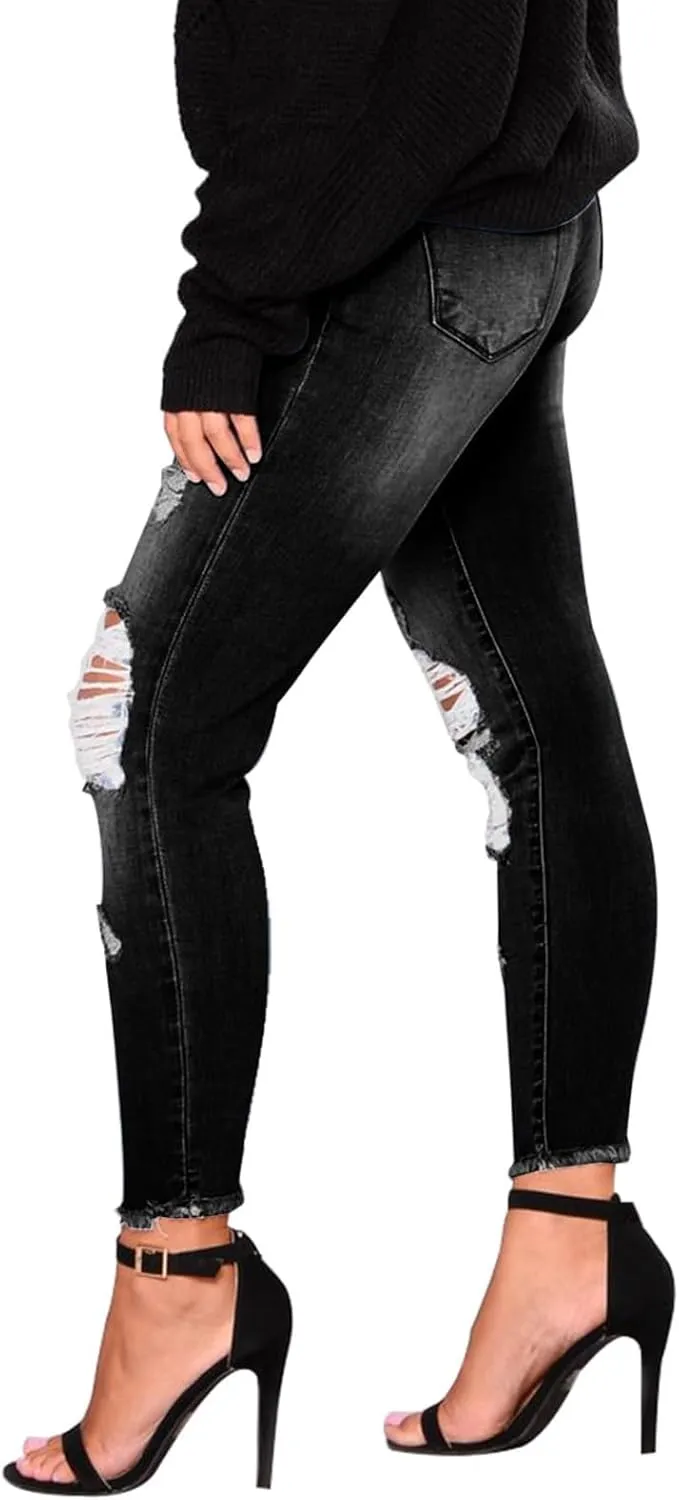 Ripped Jeans Womens Fall Fashion 2024 Trendy Stretchy Skinny Jeans Boyfriend Distressed Jeans Destroyed Denim Jeggings