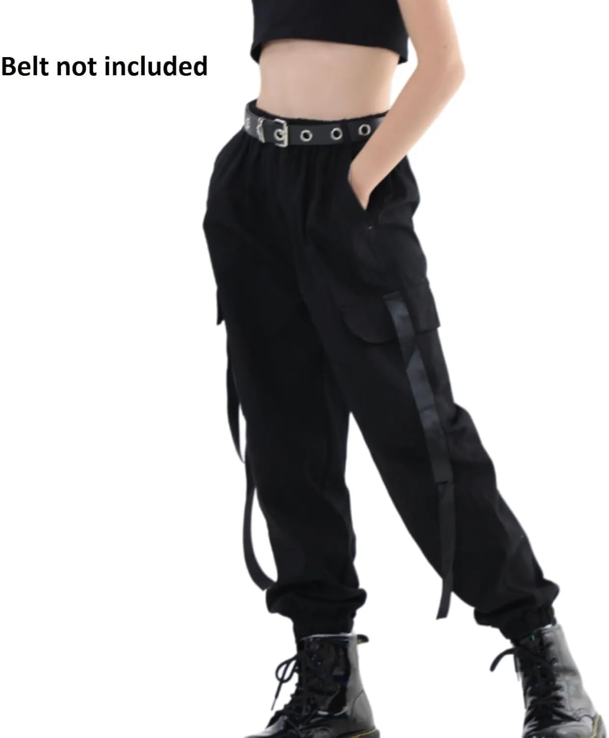 Rolanko Girls Cargo Pants for Kids Loose Streetwear Hip Hop Dance Cotton Cargo Jogger Pants for Kids 4-15 Years