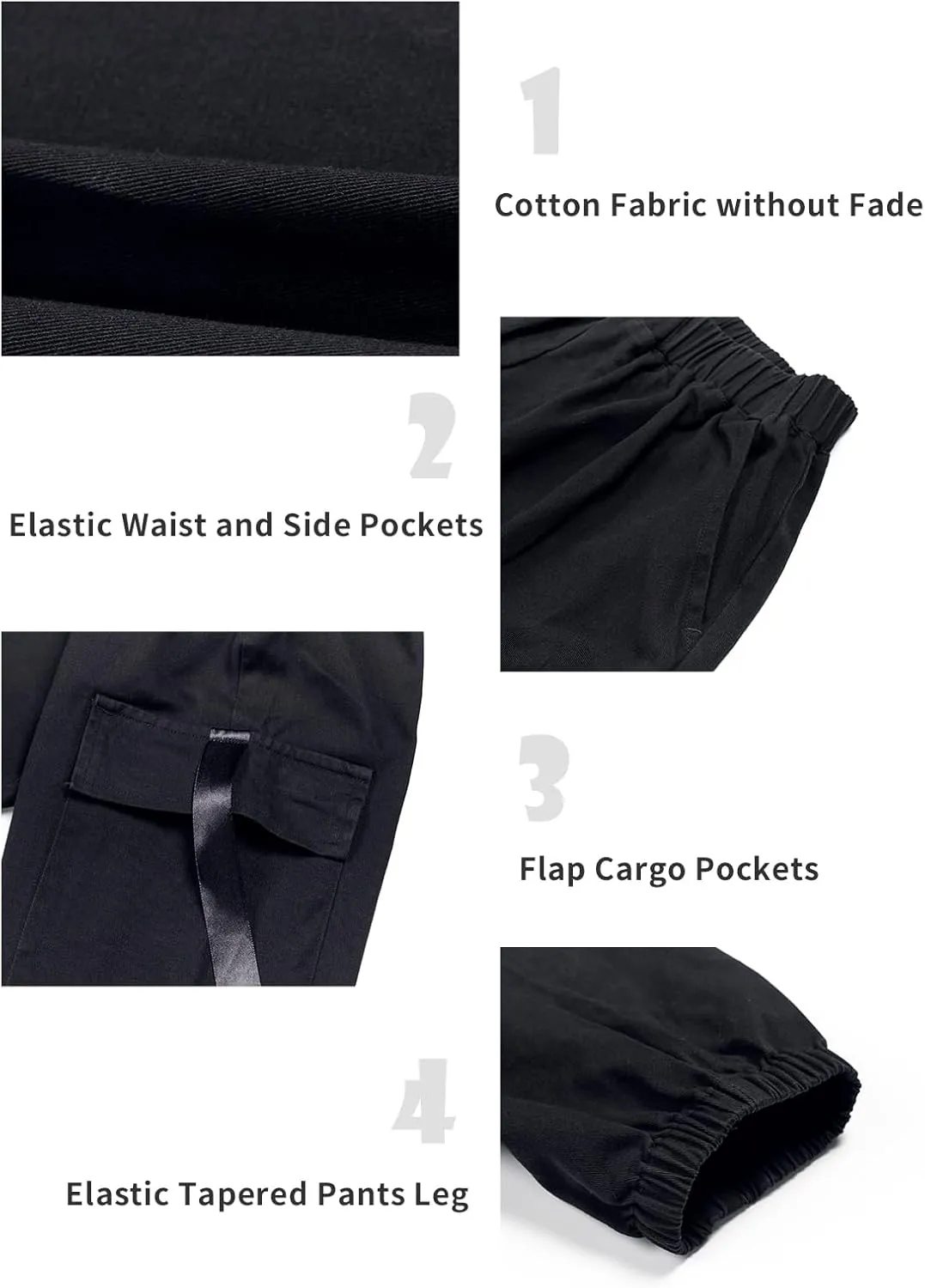 Rolanko Girls Cargo Pants for Kids Loose Streetwear Hip Hop Dance Cotton Cargo Jogger Pants for Kids 4-15 Years
