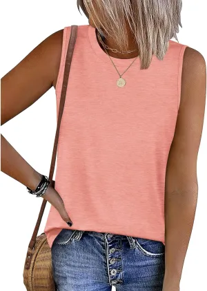 SAMPEEL Womens Tank Tops Loose Casual Summer Tops Crew Neck Basic Sleeveless Shirts Trendy 2025