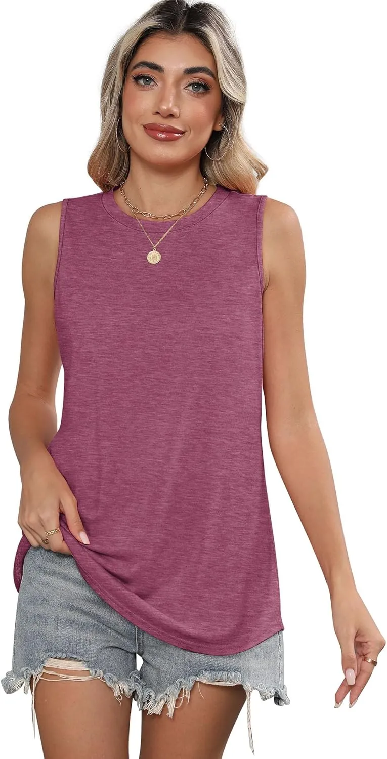 SAMPEEL Womens Tank Tops Loose Casual Summer Tops Crew Neck Basic Sleeveless Shirts Trendy 2025