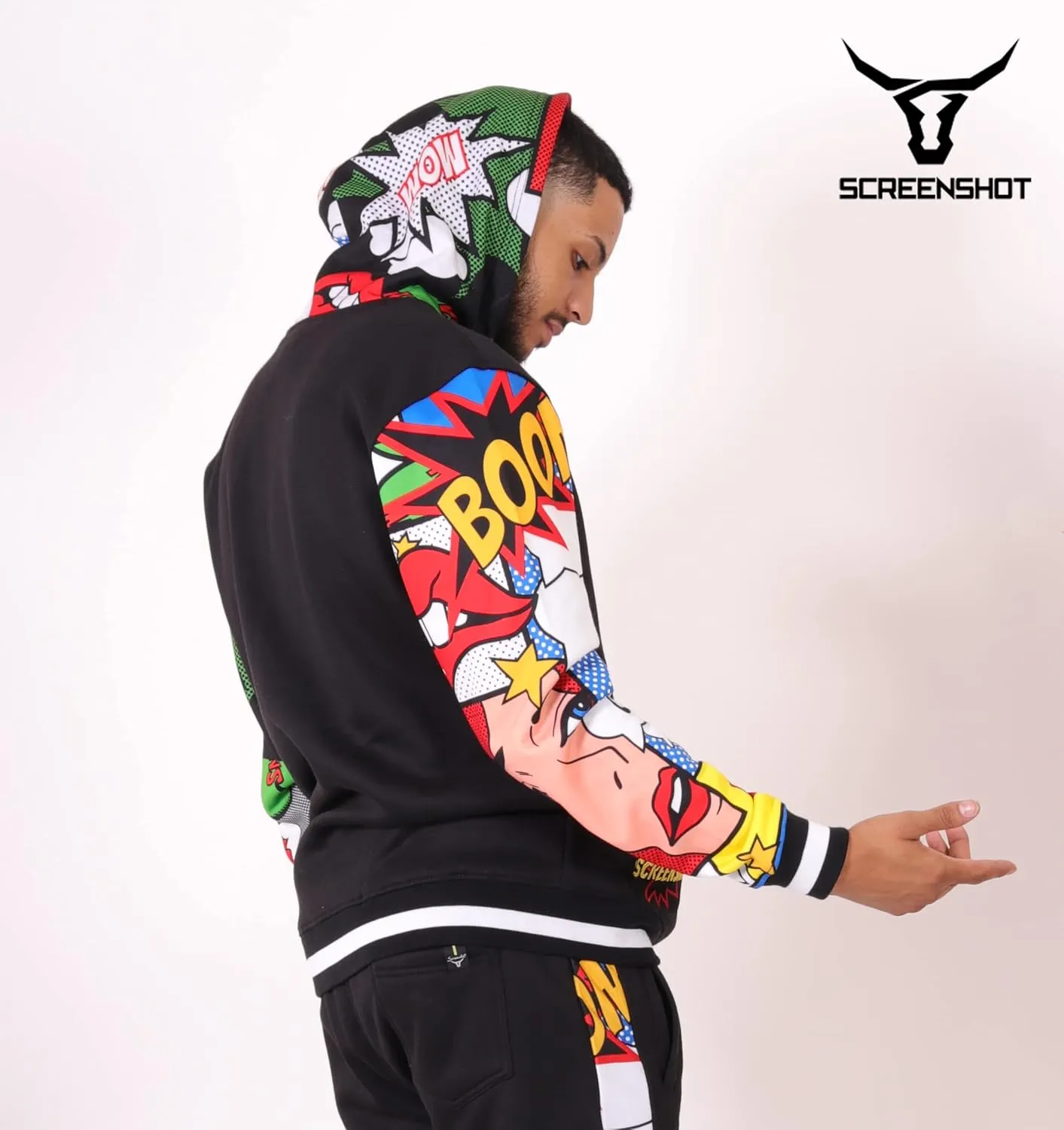 SCREENSHOT Mens Urban Hip Hop Premium Fleece Hoodie - Modern Pullover NYC Street Fashion Urbanwear Hooded Sweatshirt