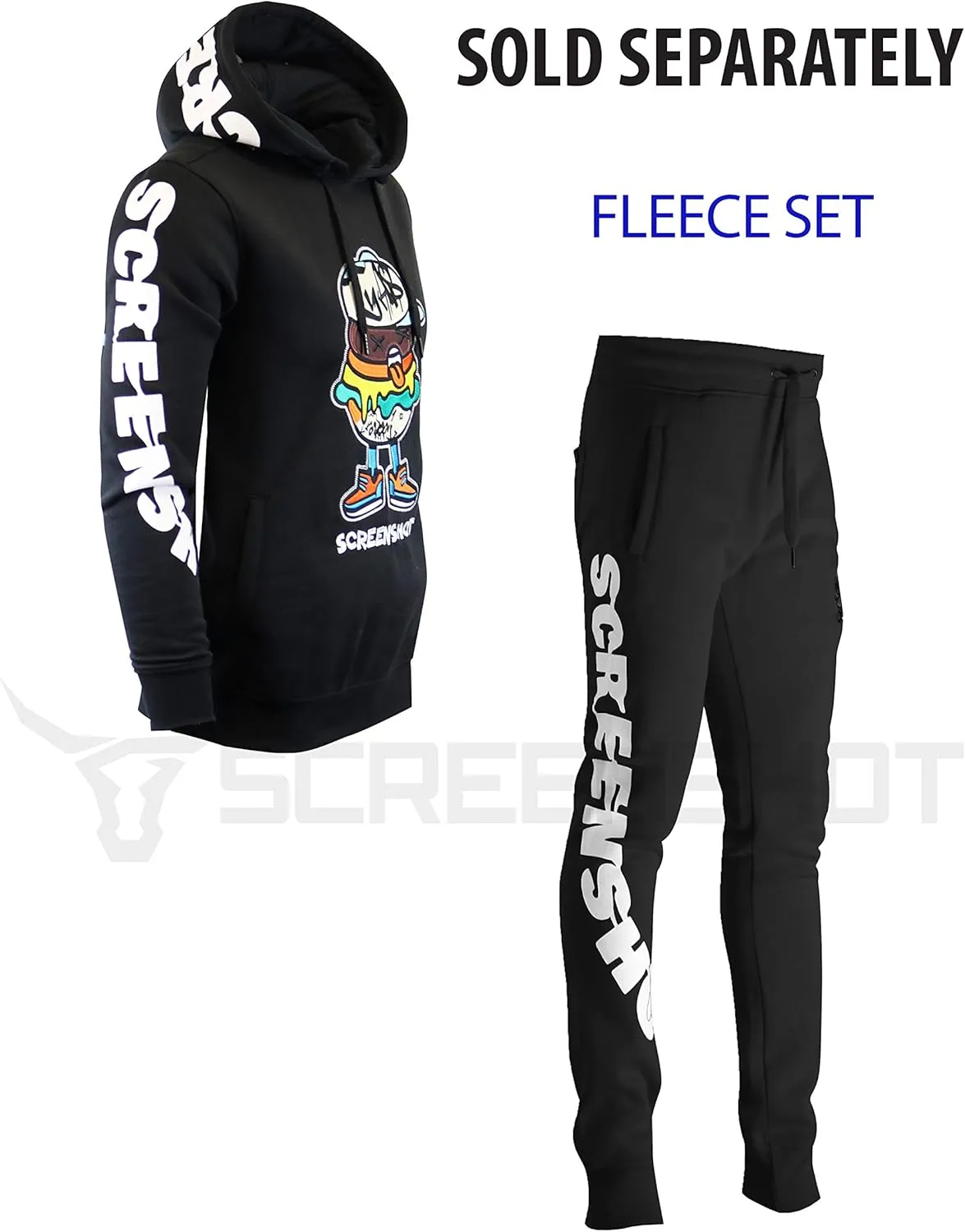 SCREENSHOT Mens Urban Hip Hop Premium Fleece Hoodie - Modern Pullover NYC Street Fashion Urbanwear Hooded Sweatshirt