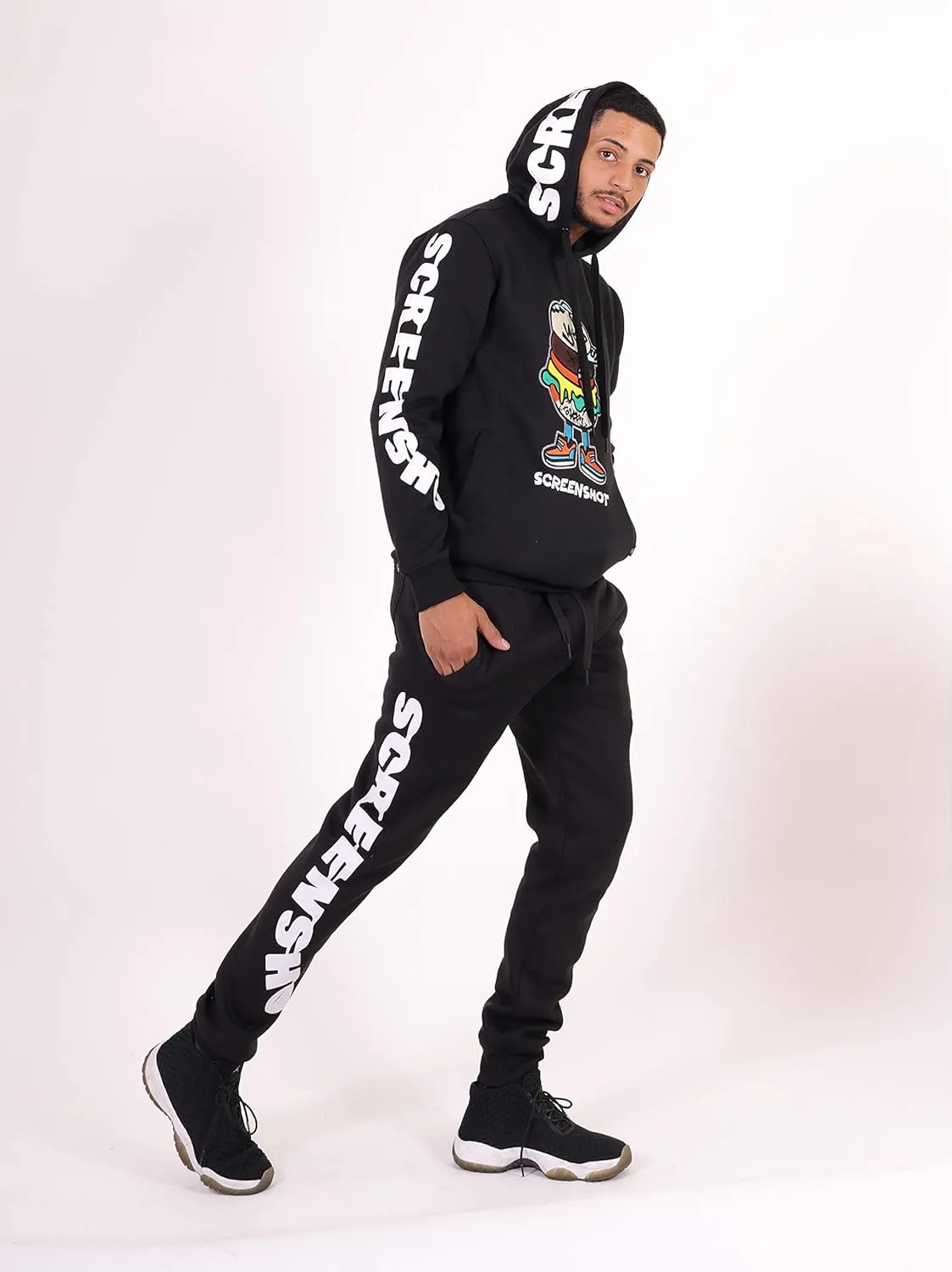 SCREENSHOT Mens Urban Hip Hop Premium Fleece Hoodie - Modern Pullover NYC Street Fashion Urbanwear Hooded Sweatshirt