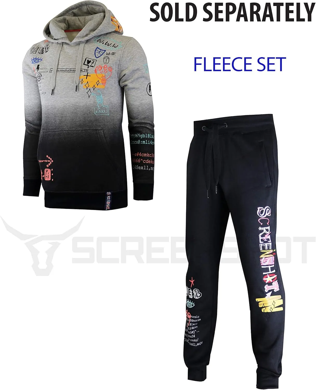 SCREENSHOT Mens Urban Hip Hop Premium Fleece Hoodie - Modern Pullover NYC Street Fashion Urbanwear Hooded Sweatshirt