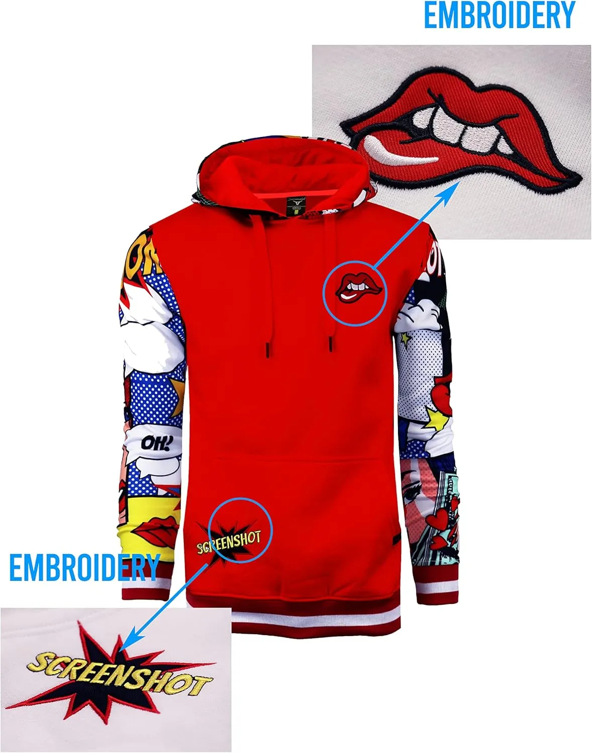 SCREENSHOT Mens Urban Hip Hop Premium Fleece Hoodie - Modern Pullover NYC Street Fashion Urbanwear Hooded Sweatshirt