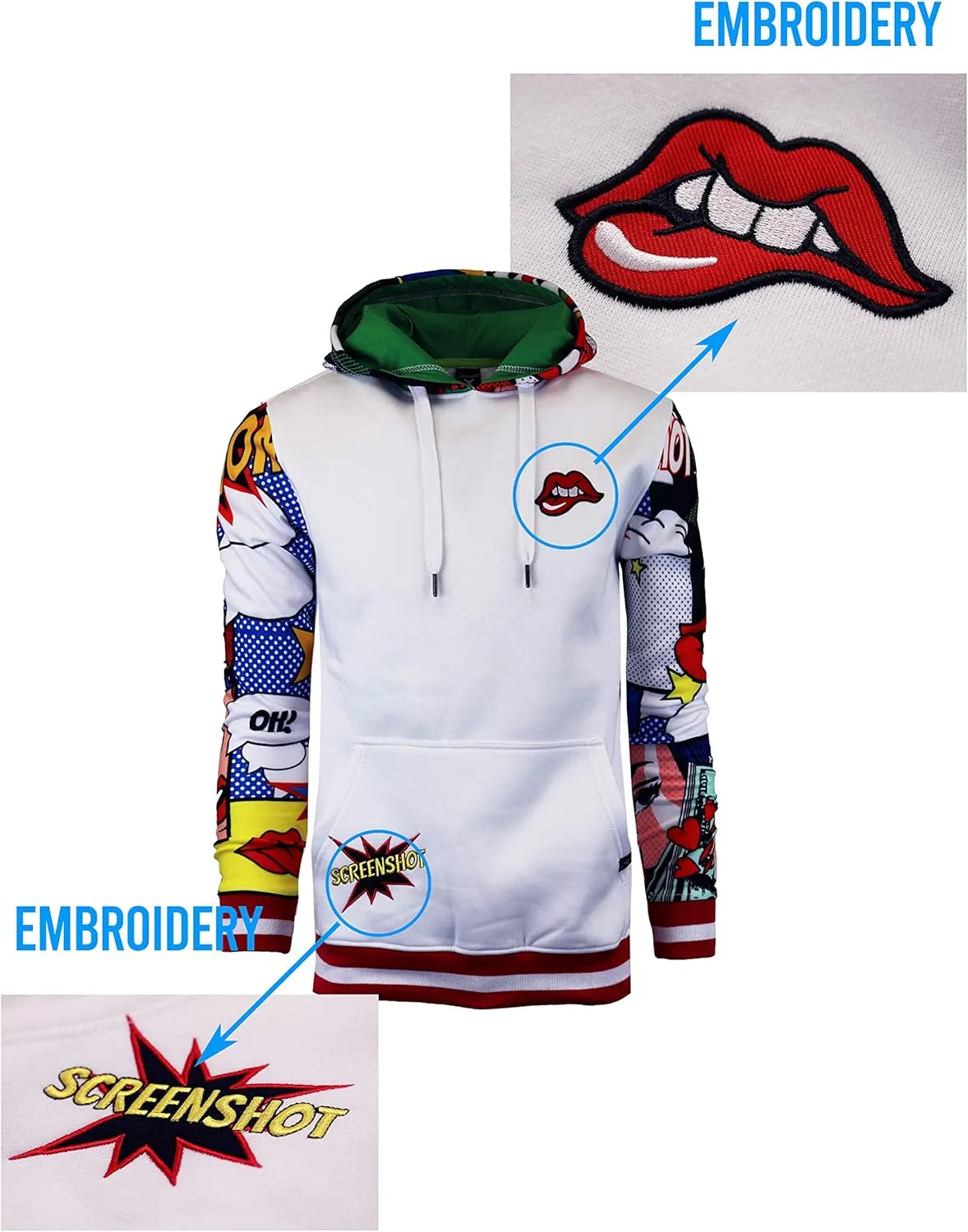 SCREENSHOT Mens Urban Hip Hop Premium Fleece Hoodie - Modern Pullover NYC Street Fashion Urbanwear Hooded Sweatshirt