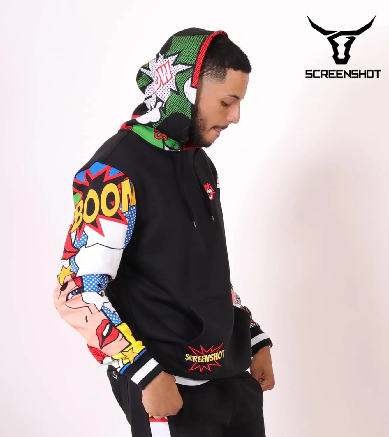 SCREENSHOT Mens Urban Hip Hop Premium Fleece Hoodie - Modern Pullover NYC Street Fashion Urbanwear Hooded Sweatshirt
