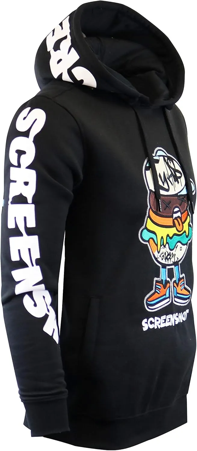 SCREENSHOT Mens Urban Hip Hop Premium Fleece Hoodie - Modern Pullover NYC Street Fashion Urbanwear Hooded Sweatshirt