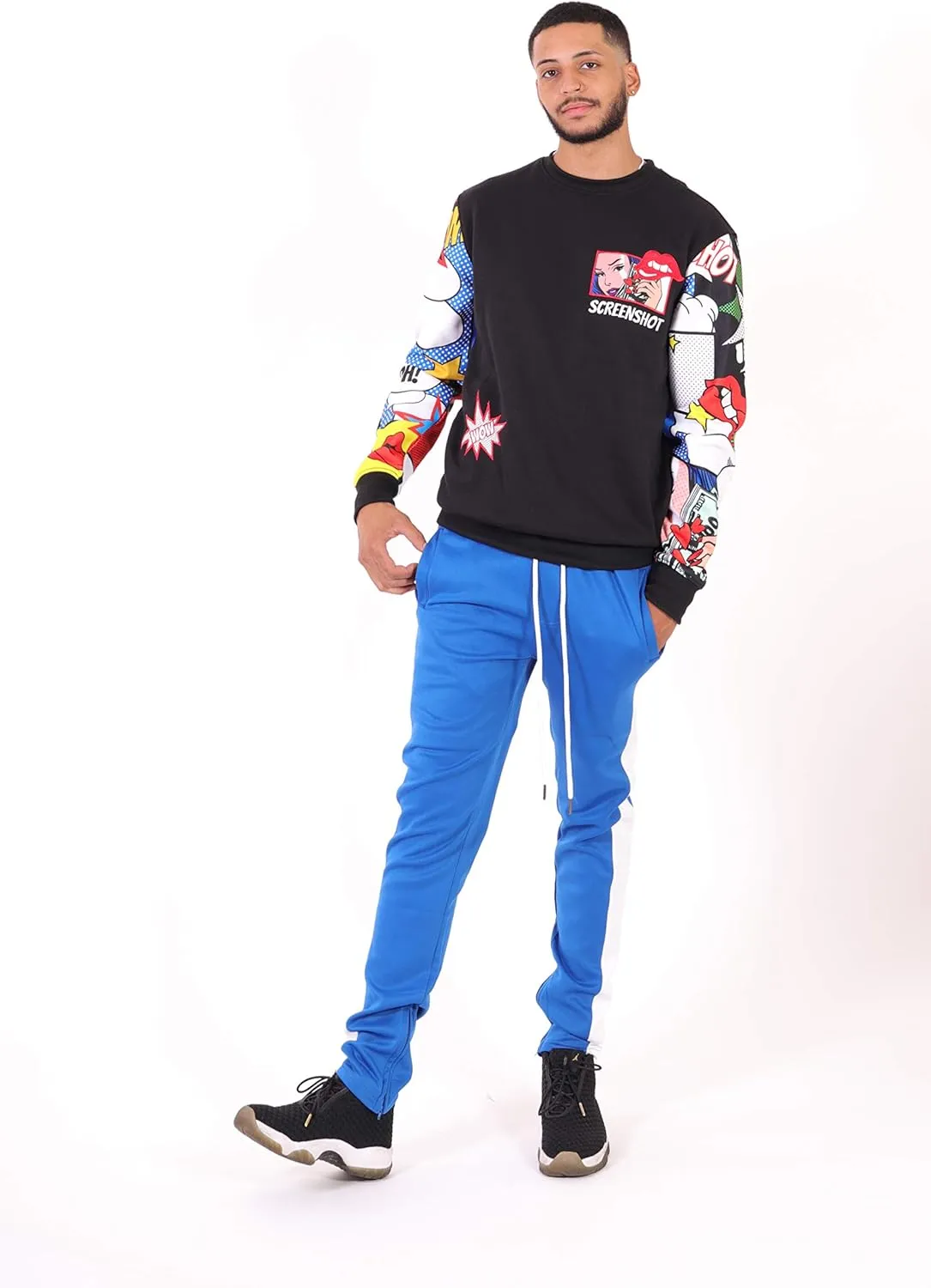 Screenshotbrand Mens Urban Hip Hop Premium Fleece - Pullover Active Urbanwear Street Fashion Crew Neck Sweatshirt