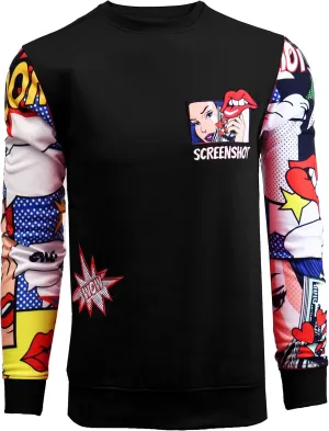 Screenshotbrand Mens Urban Hip Hop Premium Fleece - Pullover Active Urbanwear Street Fashion Crew Neck Sweatshirt