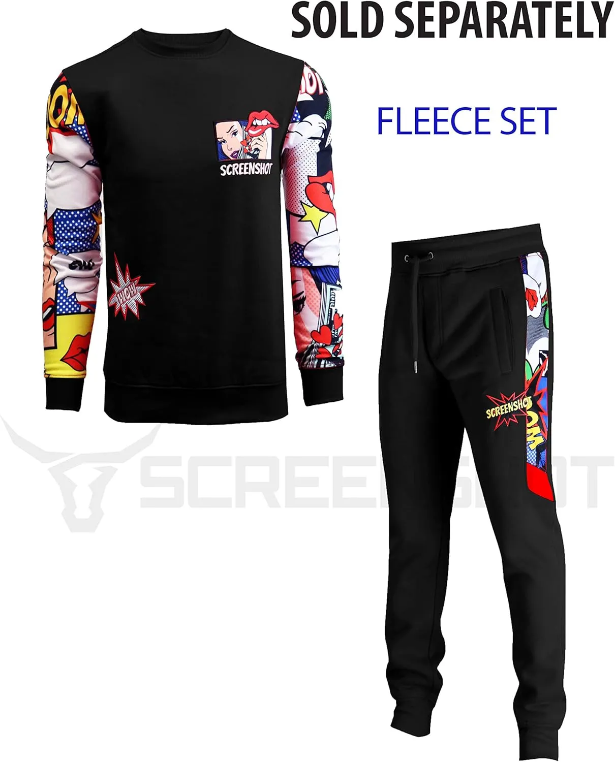 Screenshotbrand Mens Urban Hip Hop Premium Fleece - Pullover Active Urbanwear Street Fashion Crew Neck Sweatshirt