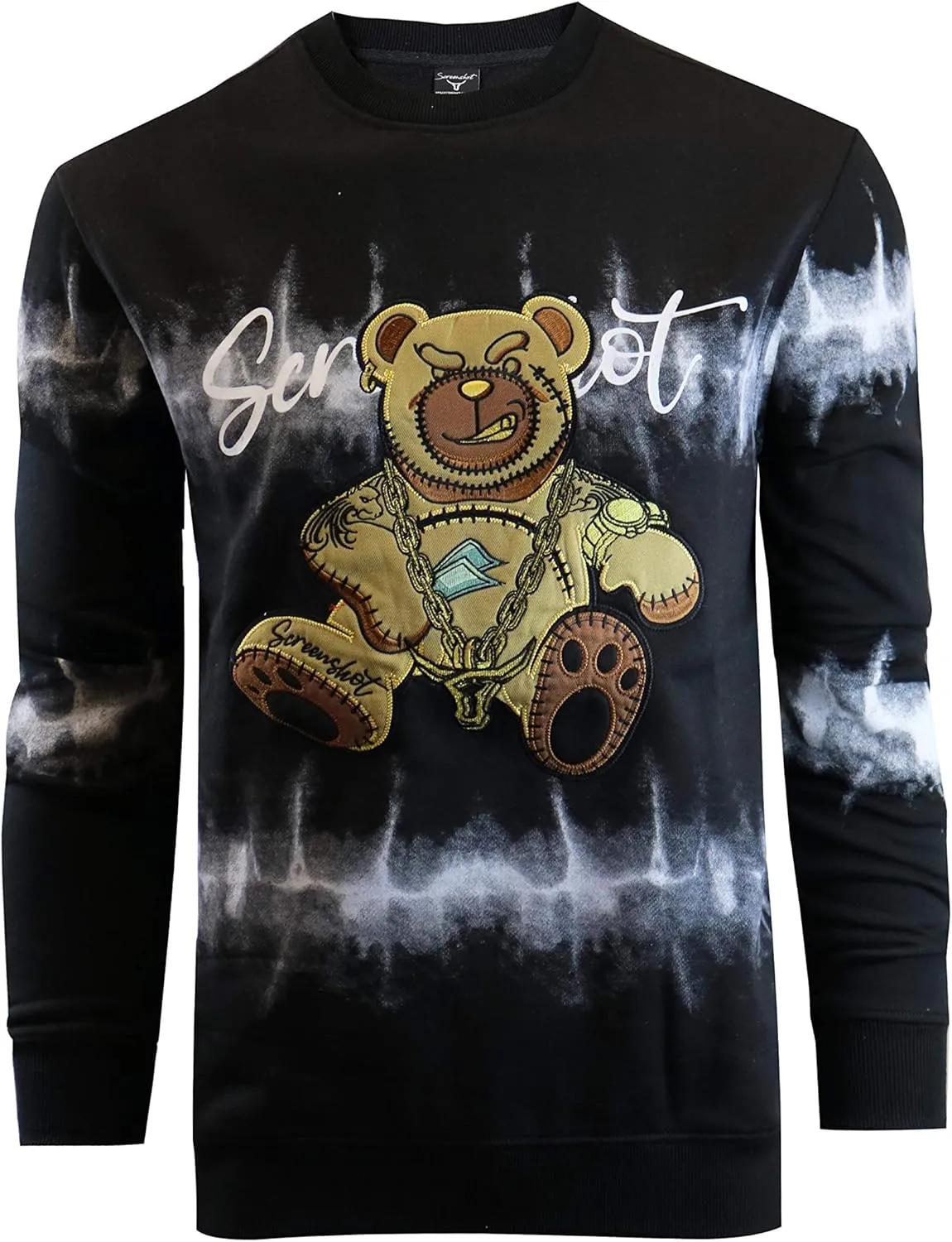 Screenshotbrand Mens Urban Hip Hop Premium Tie Dye Fleece - Pullover Active Urbanwear Street Fashion Crew Neck Sweatshirt