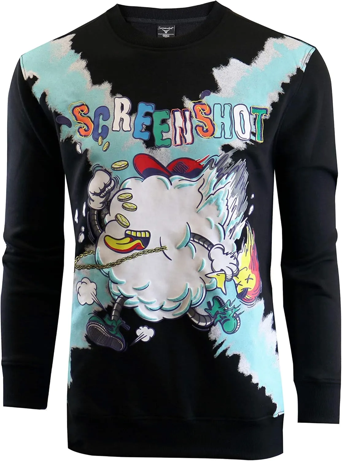 Screenshotbrand Mens Urban Hip Hop Premium Tie Dye Fleece - Pullover Active Urbanwear Street Fashion Crew Neck Sweatshirt
