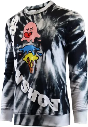 Screenshotbrand Mens Urban Hip Hop Premium Tie Dye Fleece - Pullover Active Urbanwear Street Fashion Crew Neck Sweatshirt