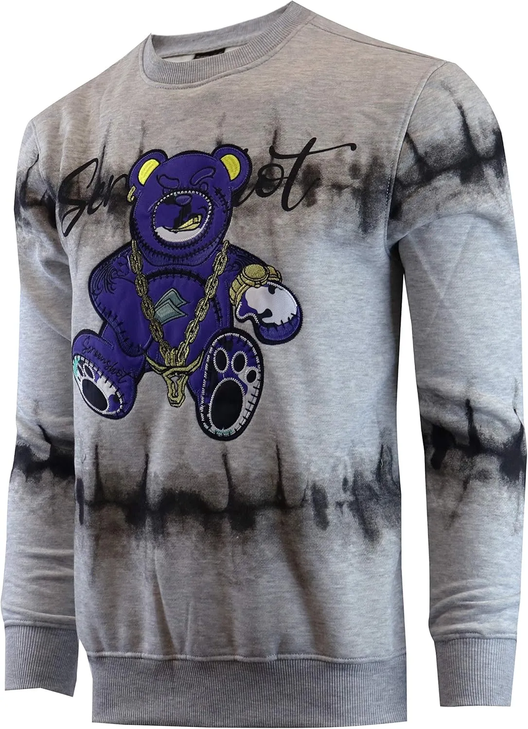 Screenshotbrand Mens Urban Hip Hop Premium Tie Dye Fleece - Pullover Active Urbanwear Street Fashion Crew Neck Sweatshirt