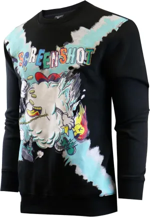 Screenshotbrand Mens Urban Hip Hop Premium Tie Dye Fleece - Pullover Active Urbanwear Street Fashion Crew Neck Sweatshirt