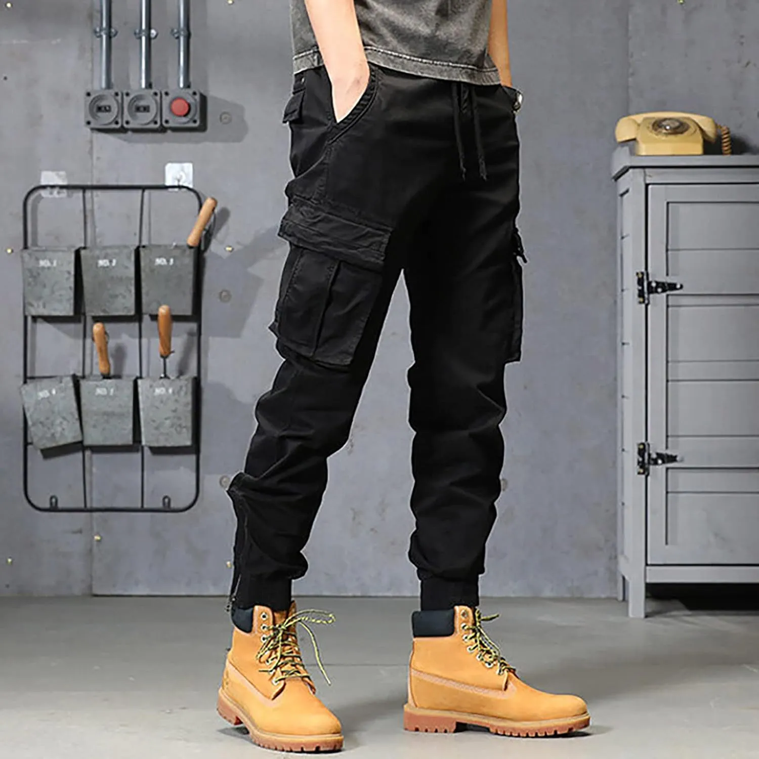 sdbrld Cargo Pants For Men Mens Ripstop Tactical Pants Lightweight Trendy Outdoor Hiking Water Resistant Pants with Pockets