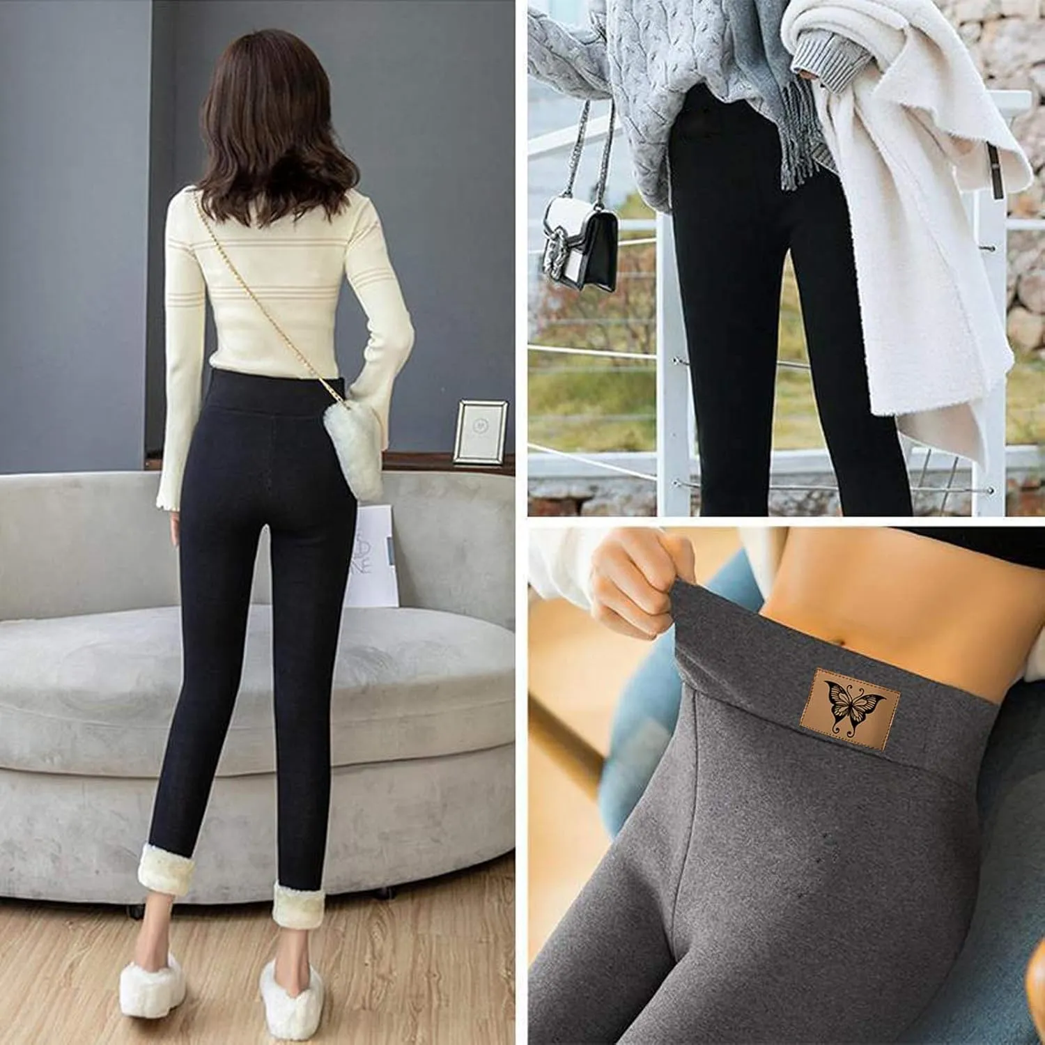 sdbrld Fleece Lined Jeans Women,Womens Fleece Lined Jeans Winter Warm Thermal Jeans Thicken Skinny Stretch Denim Pants Tights