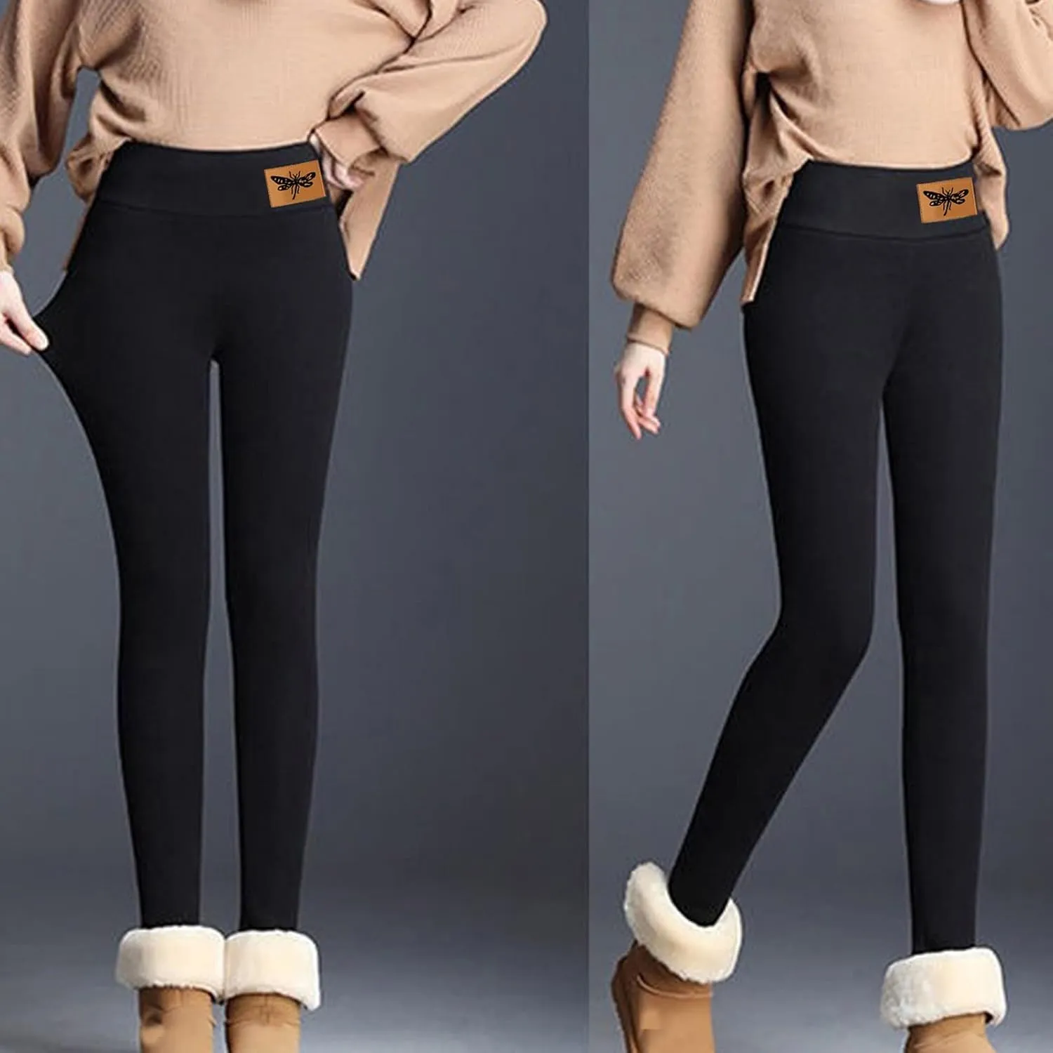 sdbrld Fleece Lined Jeans Women,Womens Fleece Lined Jeans Winter Warm Thermal Jeans Thicken Skinny Stretch Denim Pants Tights