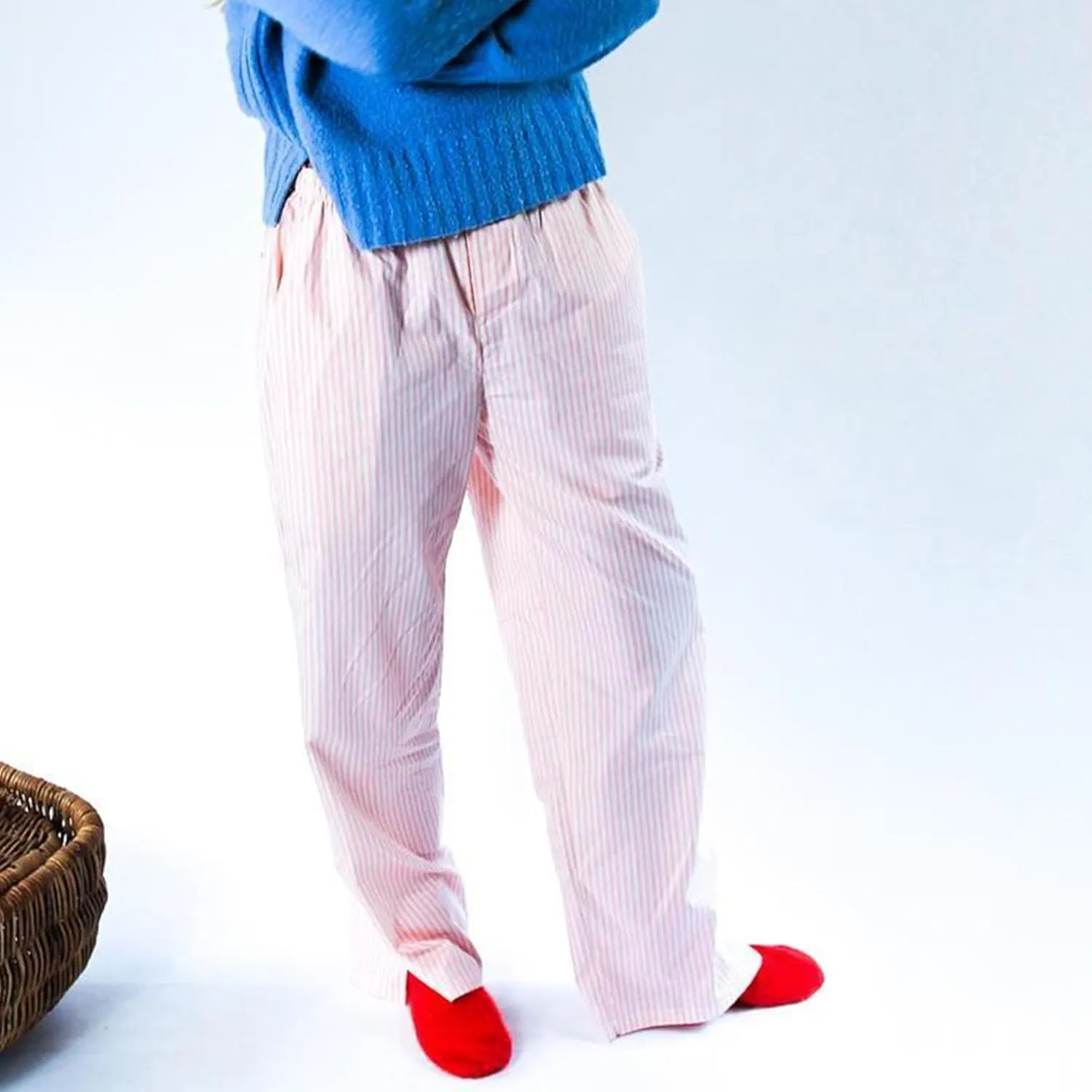 Seyurigaoka Y2K Striped Pajamas Pants for Women Cute Wide Leg Pinstripe Sleep Pj Bottoms Preppy Lounge Pants Trousers