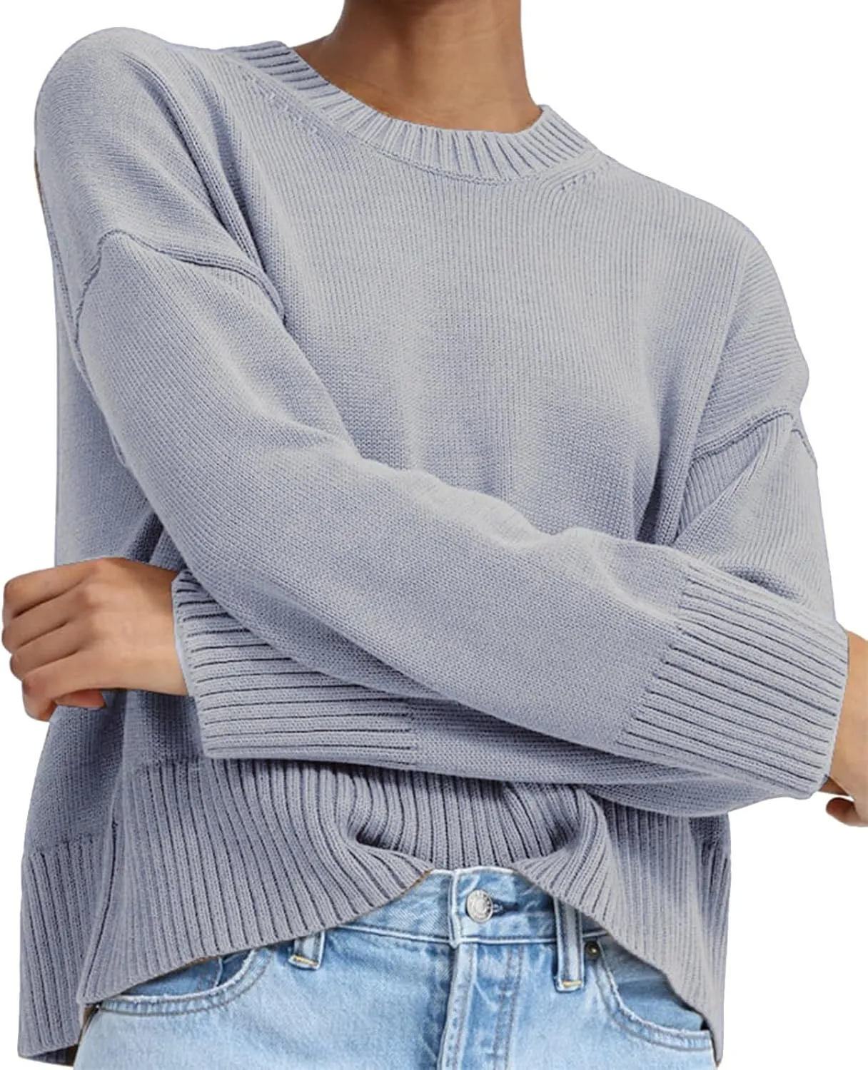 SHAOBGE Womens Sweaters 2000S Clothing for Women Blue Sweaters for Woman Pullover Sweaters for Women with Pockets