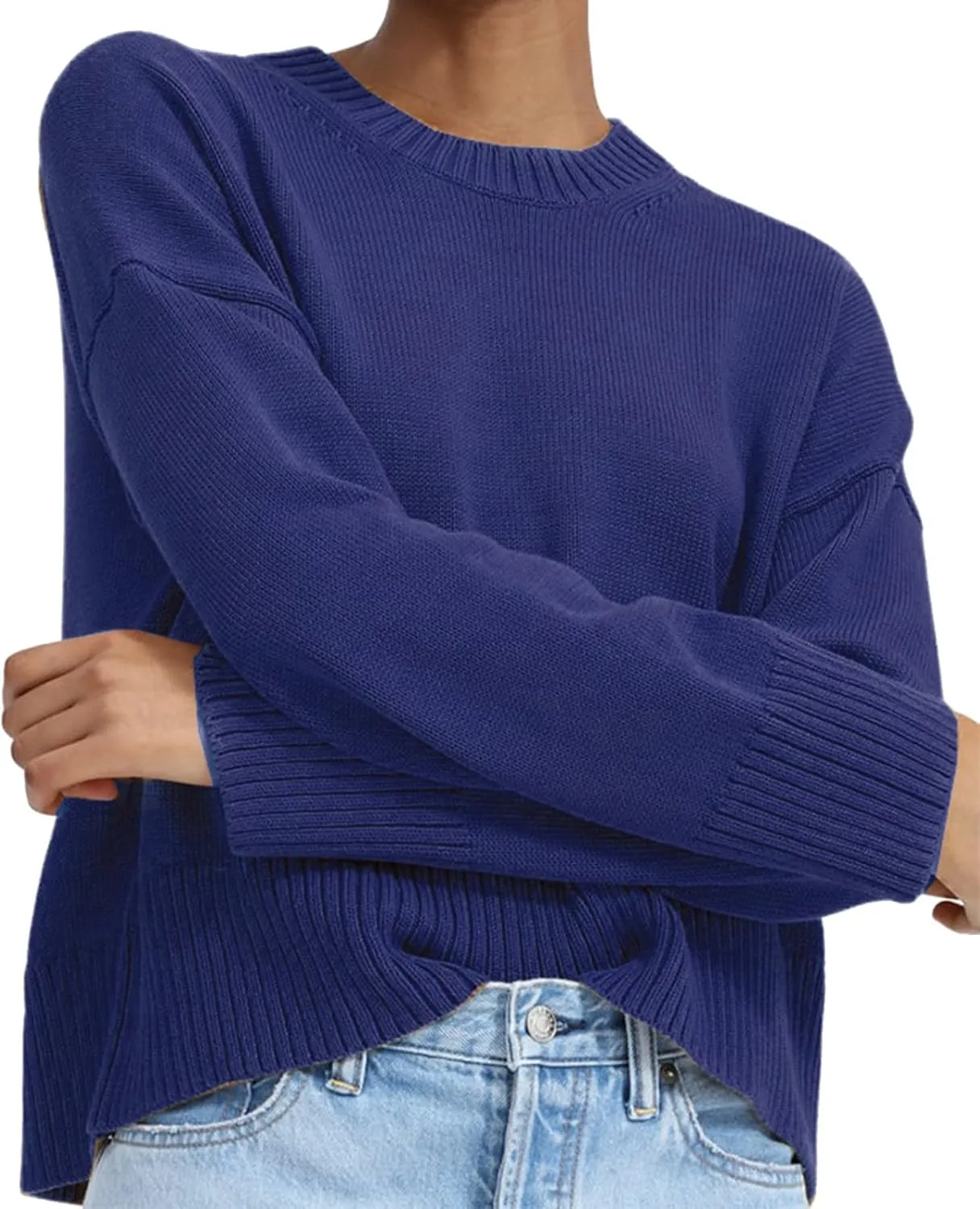 SHAOBGE Womens Sweaters 2000S Clothing for Women Blue Sweaters for Woman Pullover Sweaters for Women with Pockets