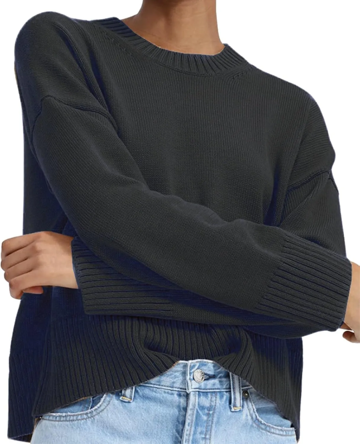 SHAOBGE Womens Sweaters 2000S Clothing for Women Blue Sweaters for Woman Pullover Sweaters for Women with Pockets