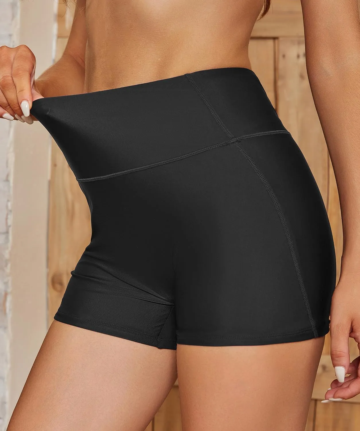 SHEKINI Women's Swim Shorts High Waisted Bathing Suit Bottoms Quick Dry Swimsuit Board Shorts