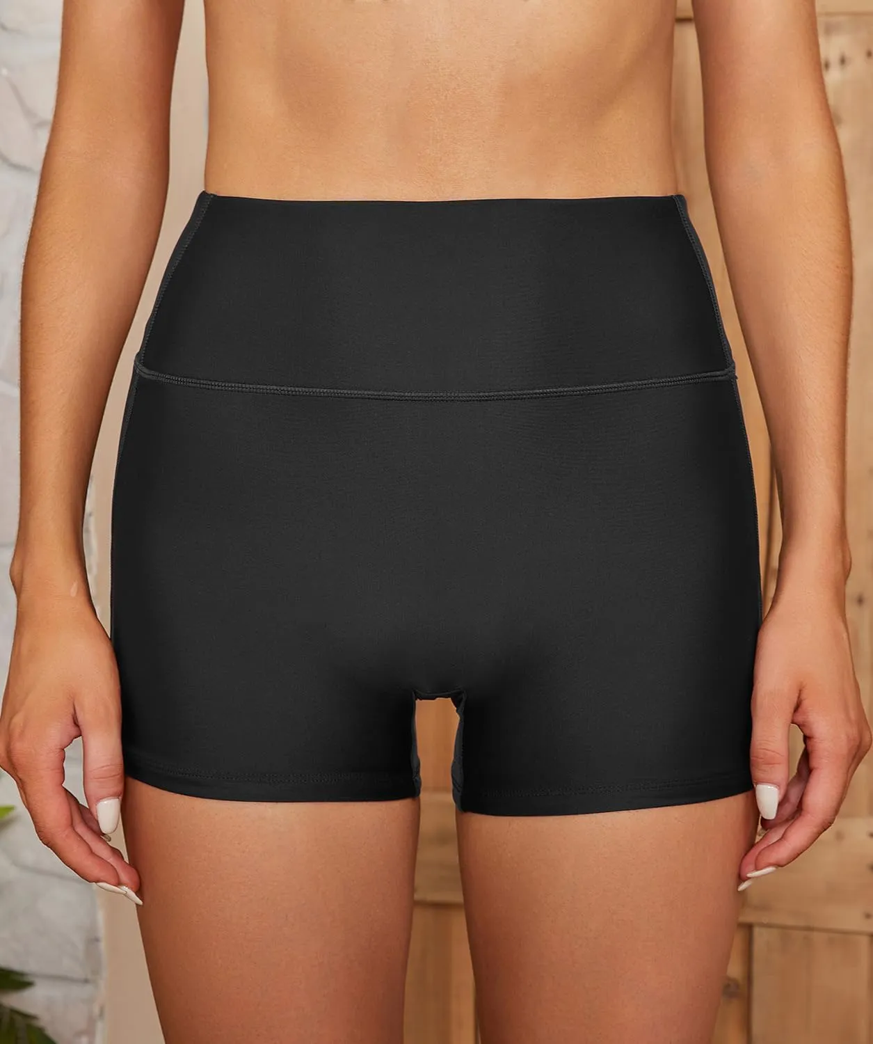 SHEKINI Women's Swim Shorts High Waisted Bathing Suit Bottoms Quick Dry Swimsuit Board Shorts