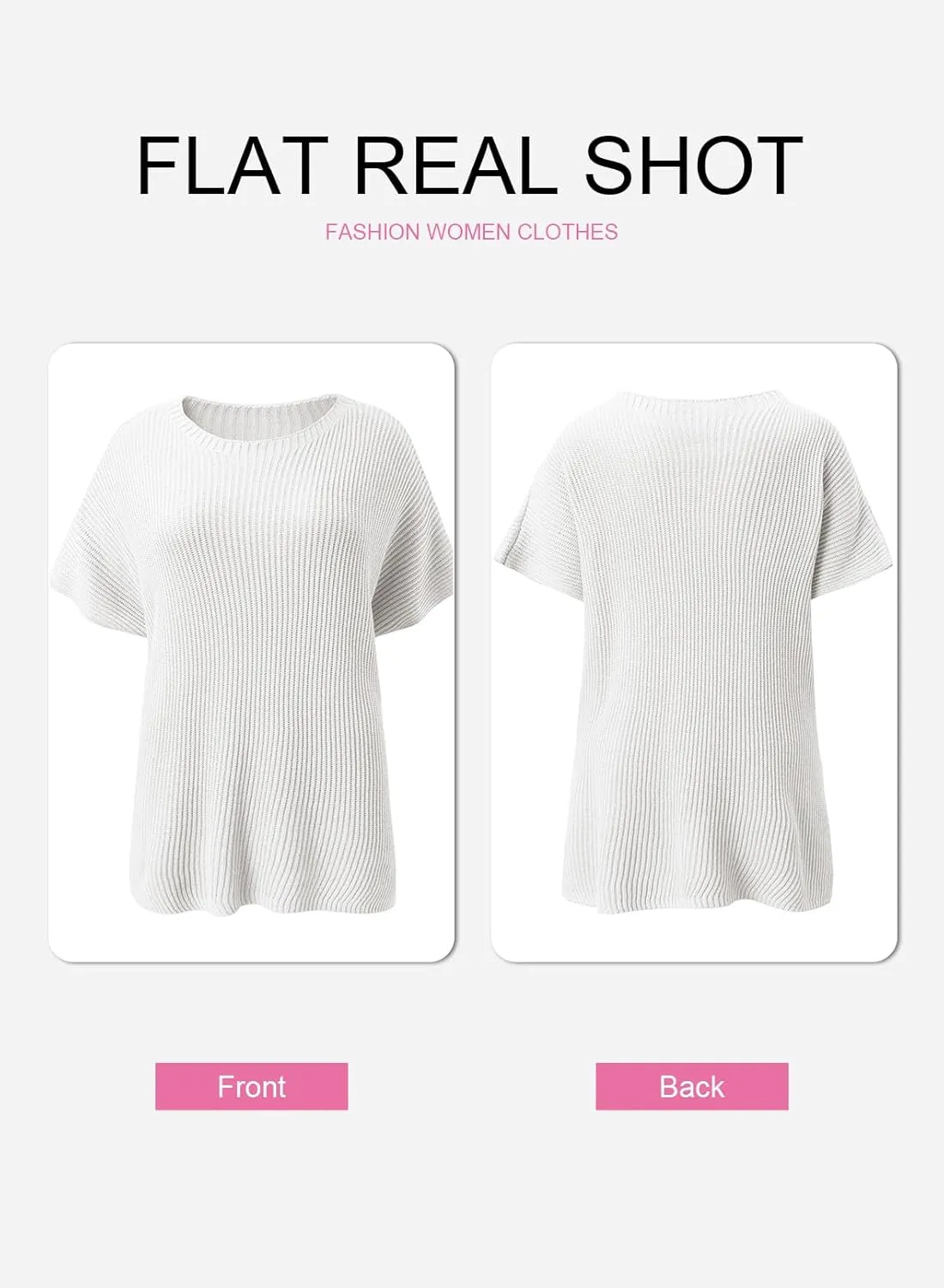 SHEWIN Womens Tops Casual Short Sleeve Sweater Loose Oversized Sweaters Spring Tops for Women 2025