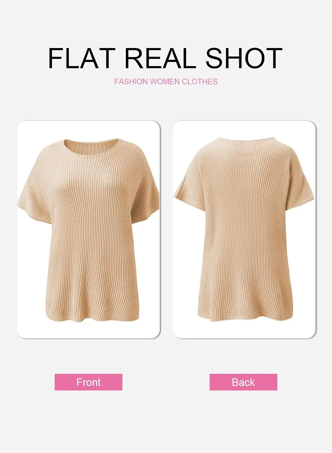 SHEWIN Womens Tops Casual Short Sleeve Sweater Loose Oversized Sweaters Spring Tops for Women 2025