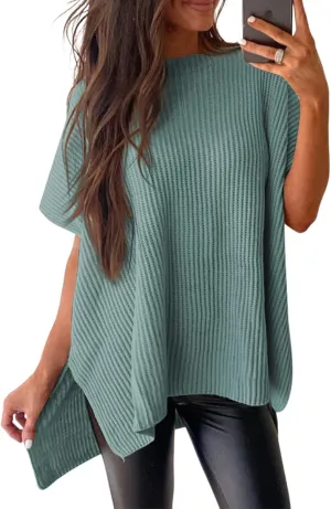 SHEWIN Womens Tops Casual Short Sleeve Sweater Loose Oversized Sweaters Spring Tops for Women 2025