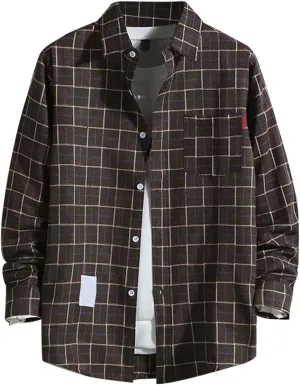 Shirts for Men ButtonDown Long Sleeve Shirts with Pockets Plaid Fashion Western Shirts Spring Clothes
