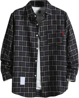 Shirts for Men ButtonDown Long Sleeve Shirts with Pockets Plaid Fashion Western Shirts Spring Clothes