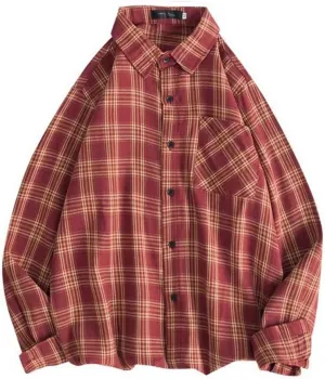 Shirts for Men ButtonDown Long Sleeve Shirts with Pockets Plaid Fashion Western Shirts Spring Clothes