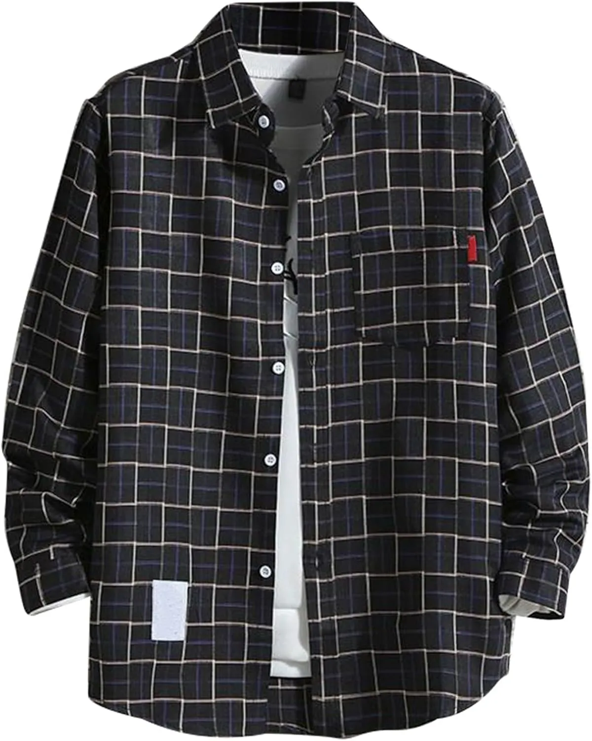 Shirts for Men ButtonDown Long Sleeve Shirts with Pockets Plaid Fashion Western Shirts Spring Clothes
