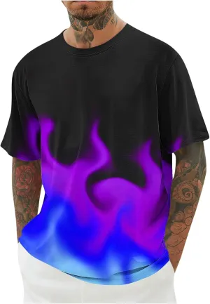 Shirts for Men Fashion Crewneck T-Shirts Moisture Wicking Short Sleeve Shirts Summer Casual Loose Ombre Tee Tops