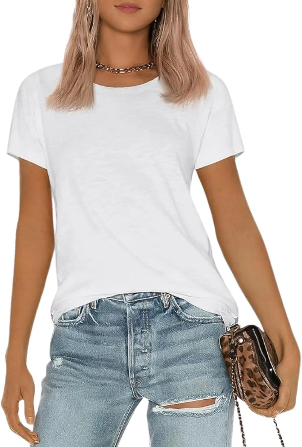 Shirts for Women Round Neck Womens Tops Short Sleeve Shirts Summer Tops Fashion Basic Tee