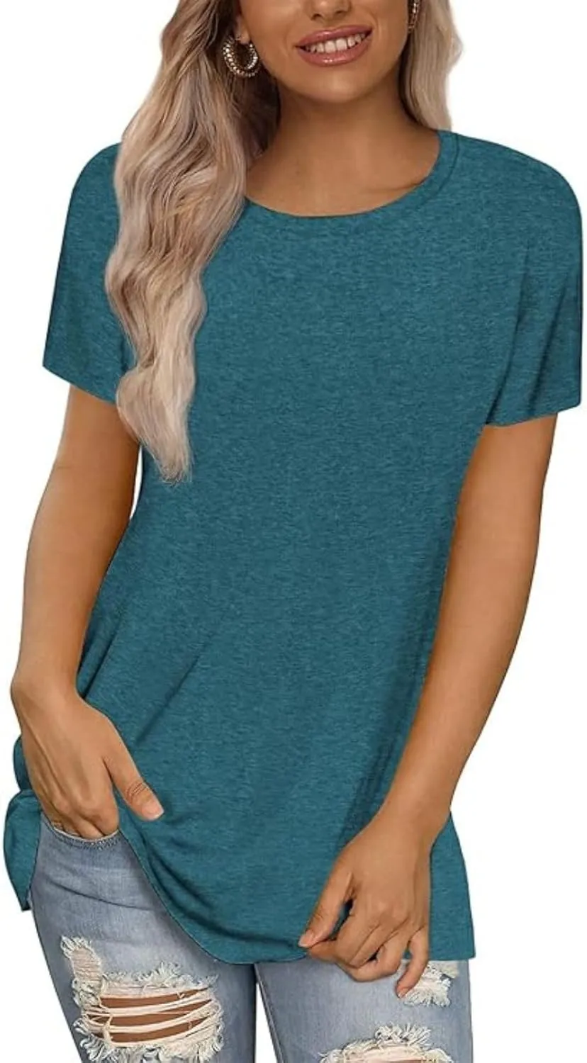 Shirts for Women Round Neck Womens Tops Short Sleeve Shirts Summer Tops Fashion Basic Tee