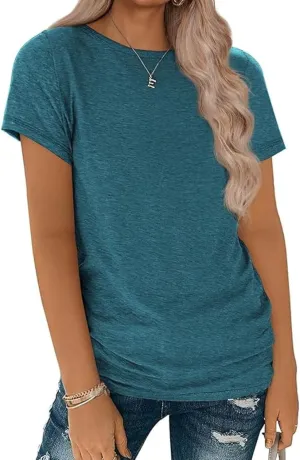 Shirts for Women Round Neck Womens Tops Short Sleeve Shirts Summer Tops Fashion Basic Tee
