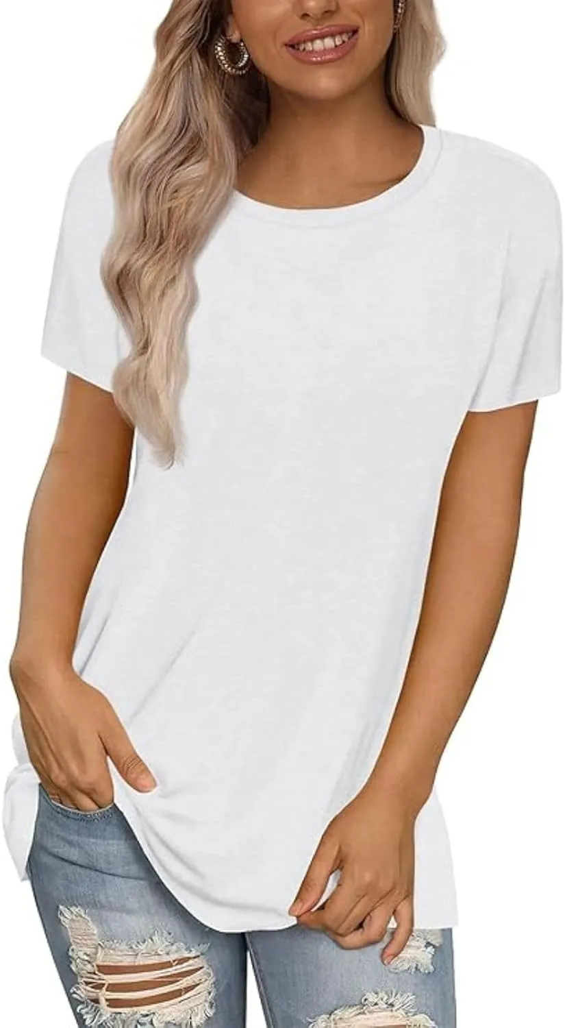 Shirts for Women Round Neck Womens Tops Short Sleeve Shirts Summer Tops Fashion Basic Tee