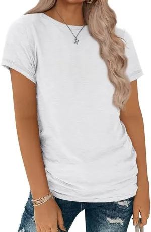 Shirts for Women Round Neck Womens Tops Short Sleeve Shirts Summer Tops Fashion Basic Tee
