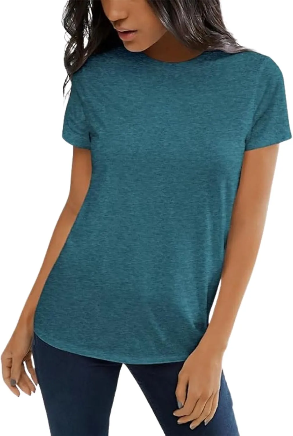 Shirts for Women Round Neck Womens Tops Short Sleeve Shirts Summer Tops Fashion Basic Tee