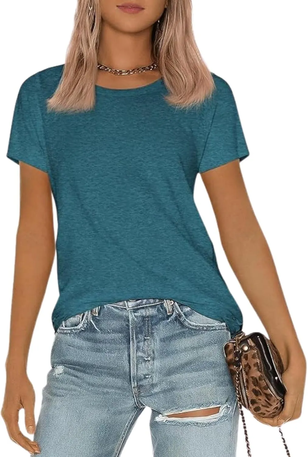 Shirts for Women Round Neck Womens Tops Short Sleeve Shirts Summer Tops Fashion Basic Tee