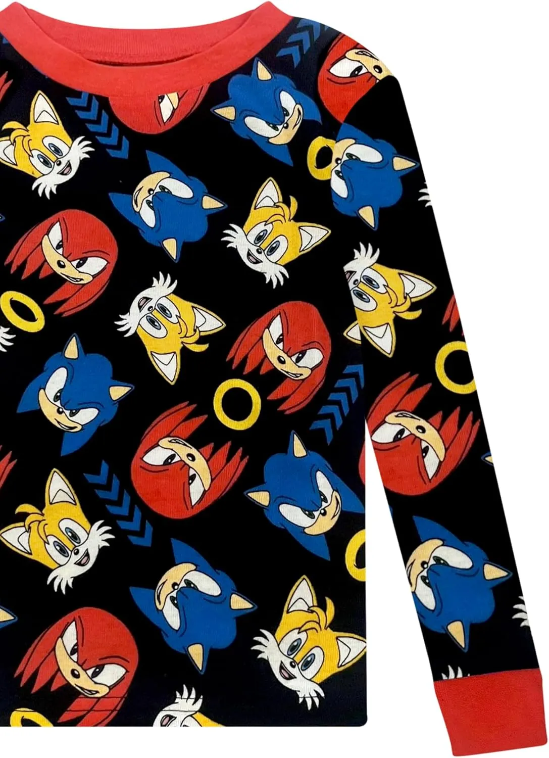 Sonic The Hedgehog 4 Piece Pajama Set - Toddler Boys PJ Set with Long Sleeve Shirt & Pants - Sleepwear Set - Official License