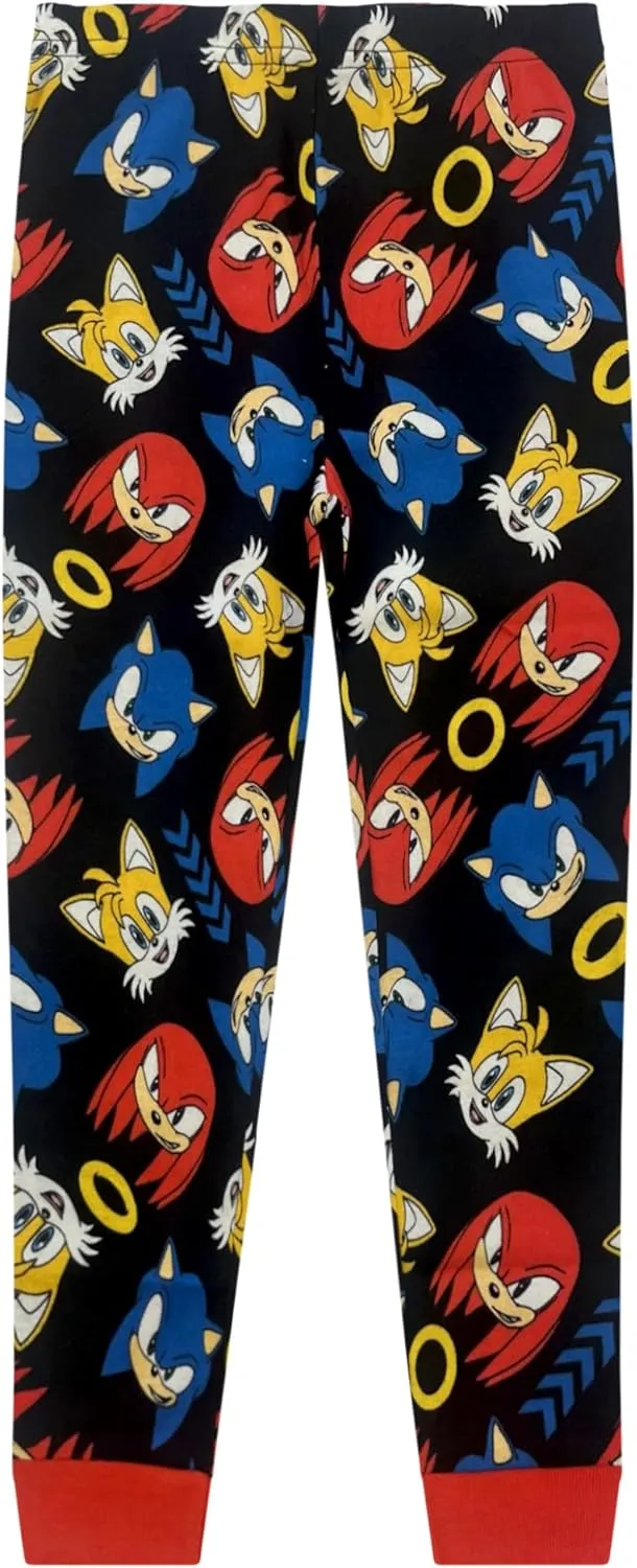 Sonic The Hedgehog 4 Piece Pajama Set - Toddler Boys PJ Set with Long Sleeve Shirt & Pants - Sleepwear Set - Official License