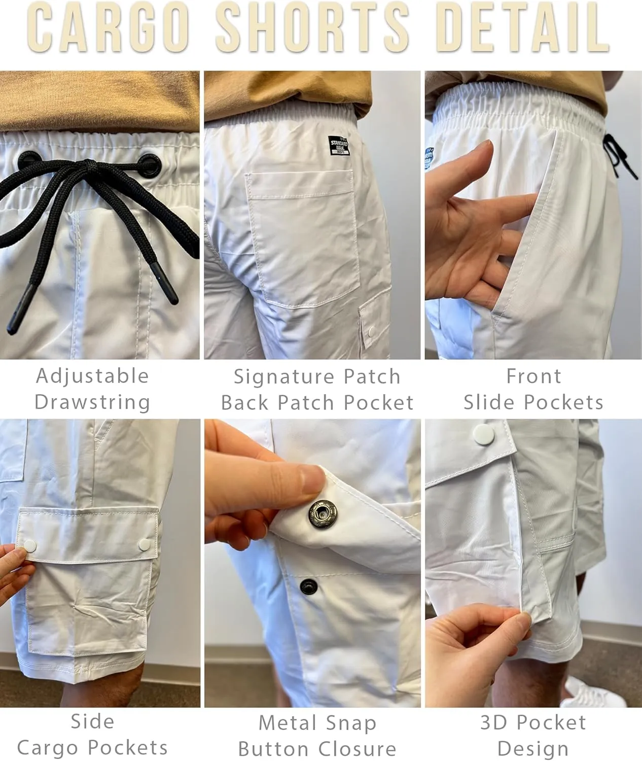 Southpole Men's Quick Dry Water Resistant Cargo Shorts, Inseam 9"