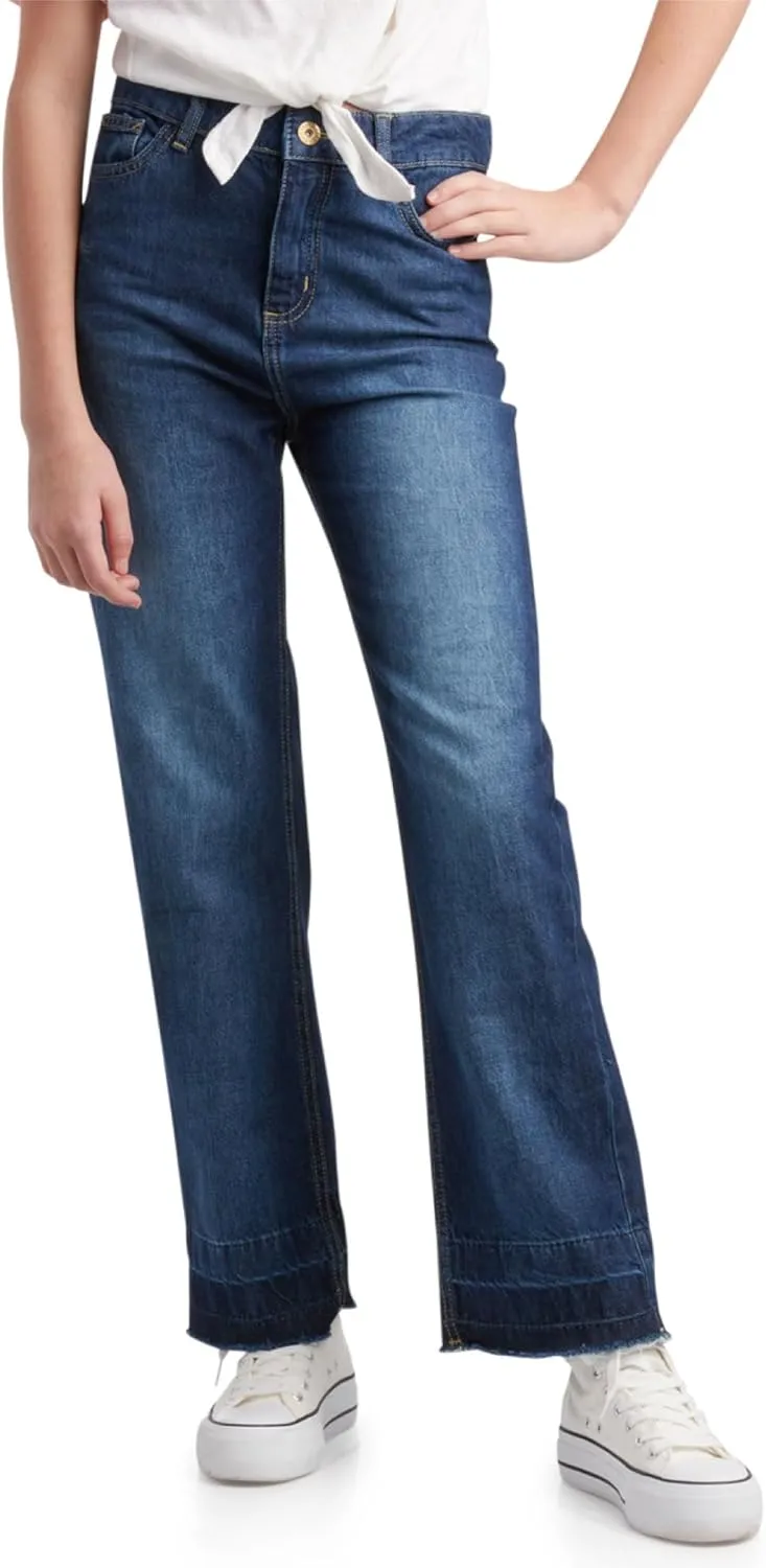 Steve Madden Girls' Jeans - Palazzo Wide Leg Flare Jeans - Casual High Waisted Stretch Denim Baggy Jeans for Girls (4-16)